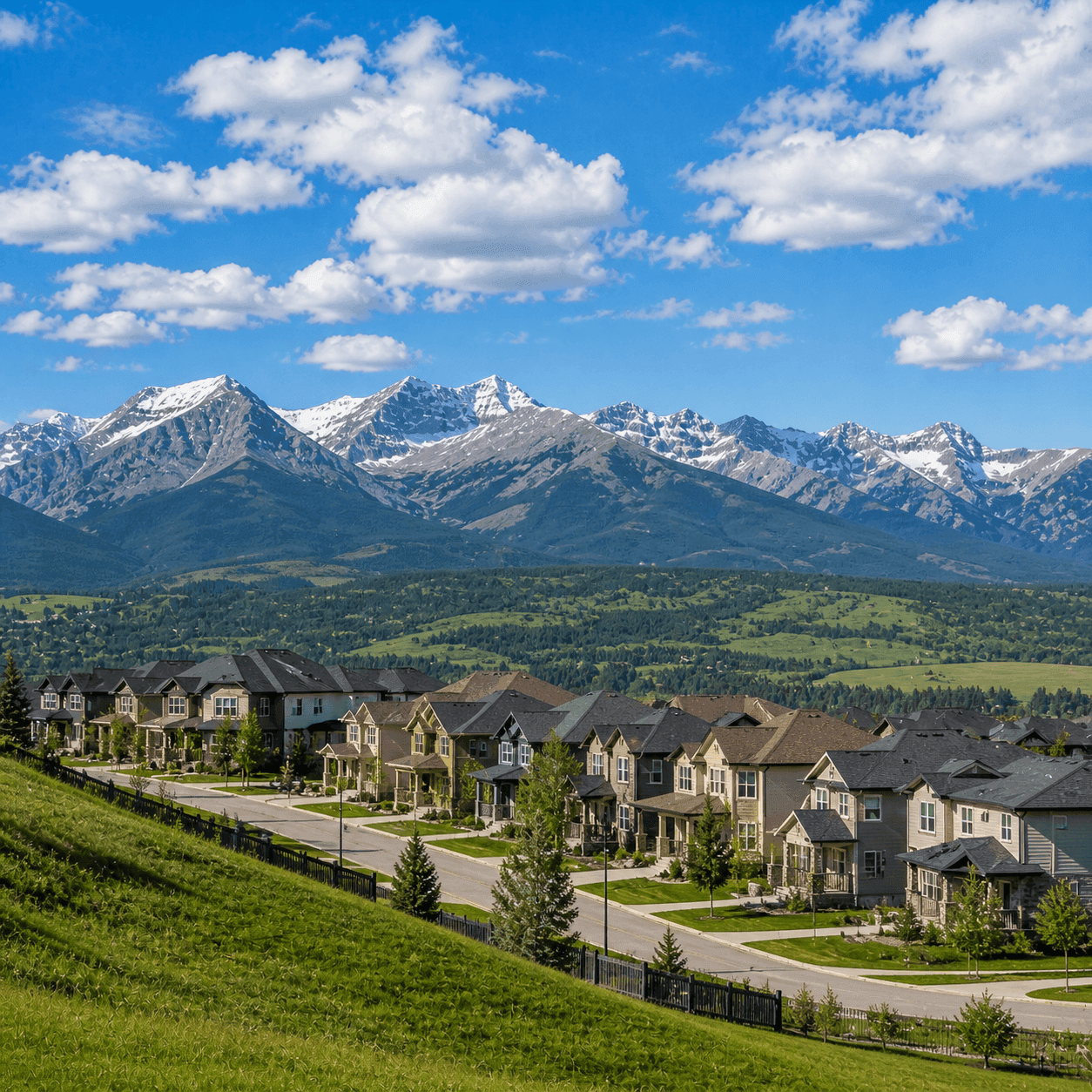 Cochrane with Rocky Mountain backdrop